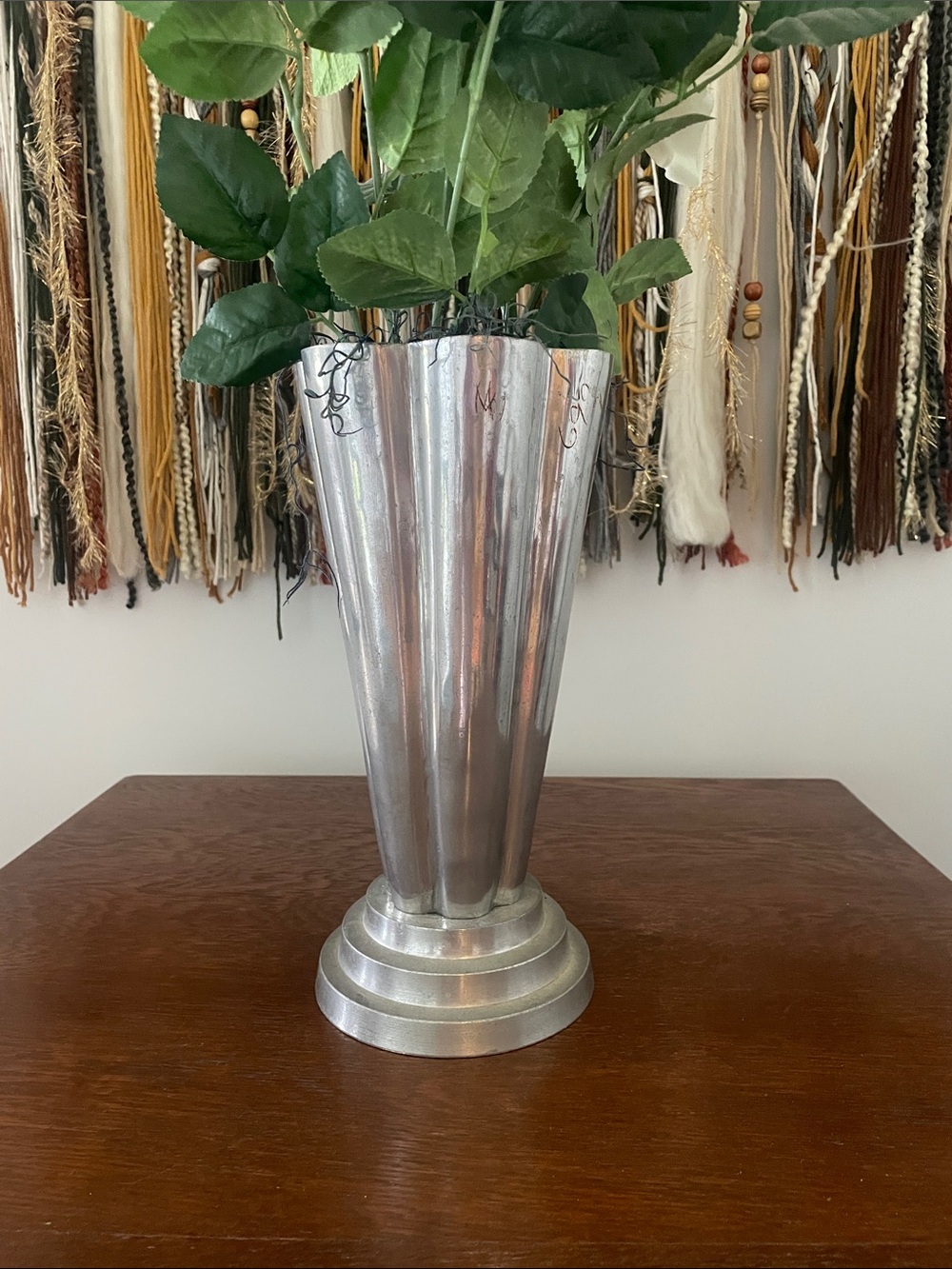 Metallic Silver Fluted Decorative Vase - Home Accents -heavy